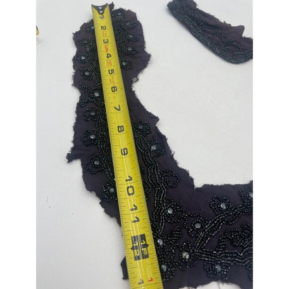 Handmade Beaded Black Lace Applique Trim For Sewing/Costume DIY Projects - Picture 7 of 11